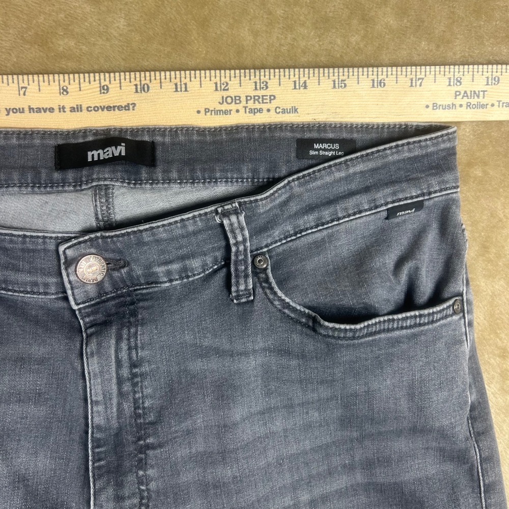 Mavi Marcus Slim Straight Leg Jeans Mens 36x32 Gray Stretch Denim M0035189017 - Picture 3 of 9